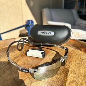 REVO Descend polarized sunglasses with case and floating strap attachment.